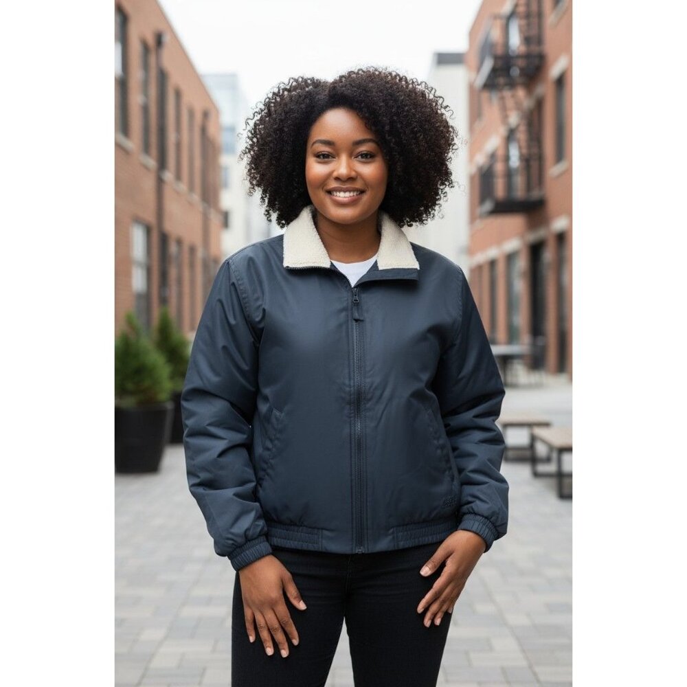 Cabelas Womens Outerwear Jacket 2XL Black Fleece Lined Warm Zip-Up Windbreaker M